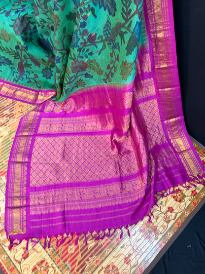 Gadwal silk penkalamkari saree