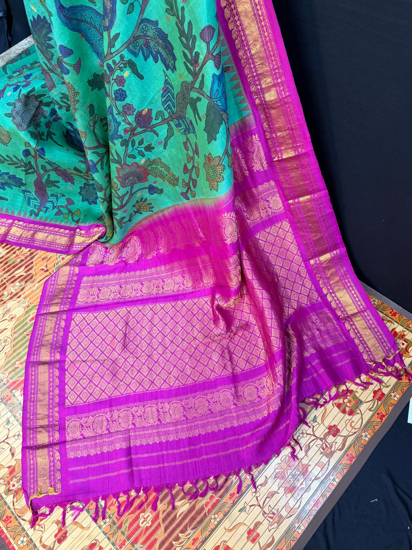 Gadwal silk penkalamkari saree