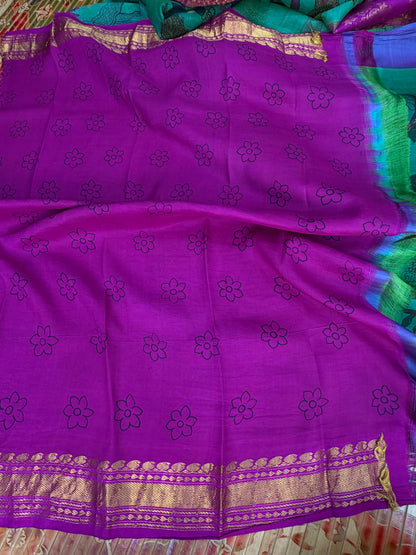 Gadwal silk penkalamkari saree