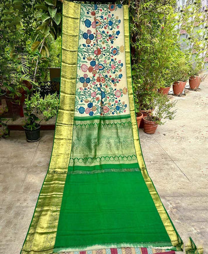 Kalamkari kanjeevaram floral saree