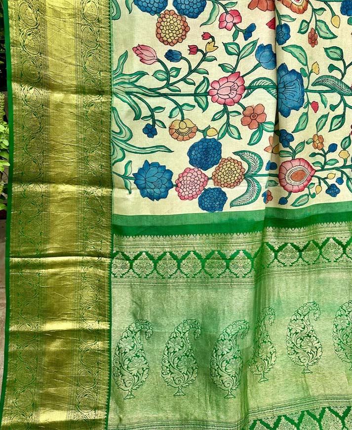 Kalamkari kanjeevaram floral saree