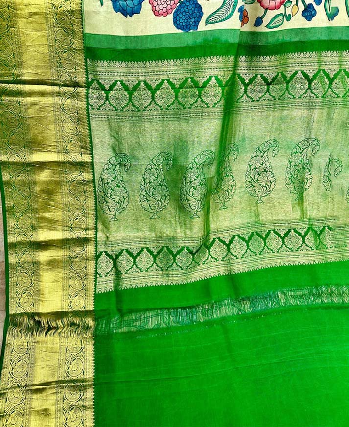 Kalamkari kanjeevaram floral saree