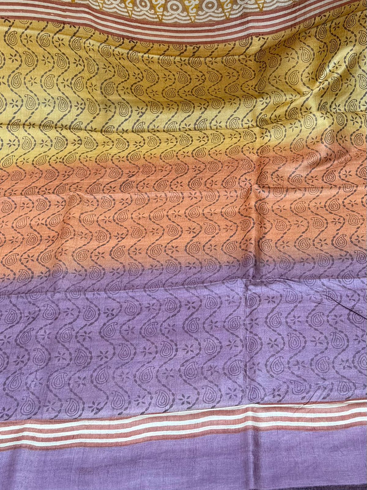 Pure silk tussar with  hand block printed sarees