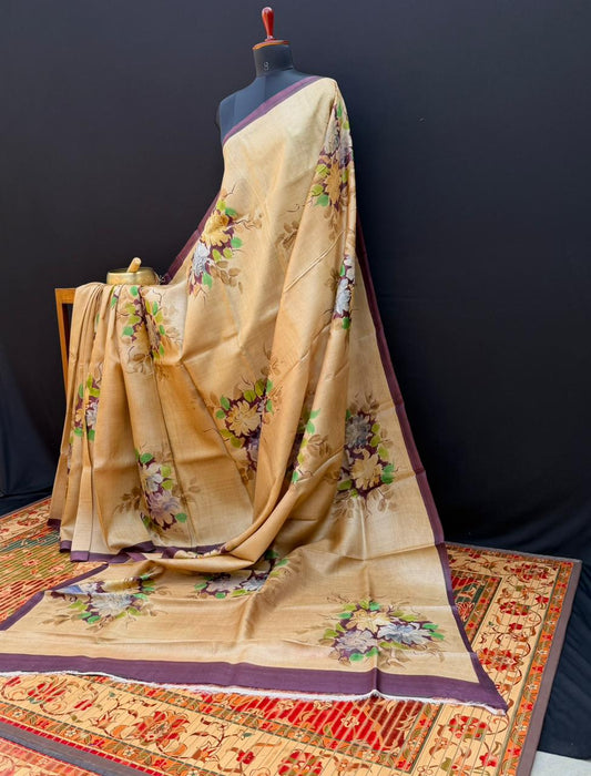 Pure silk tussar with hand painted sarees