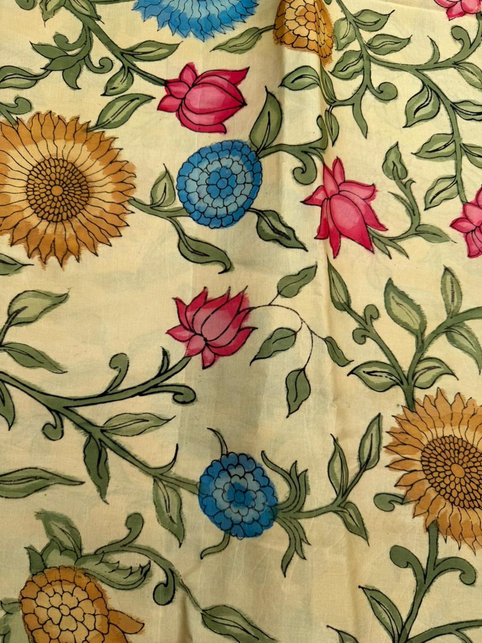 Penkalamkari modal silk yardage